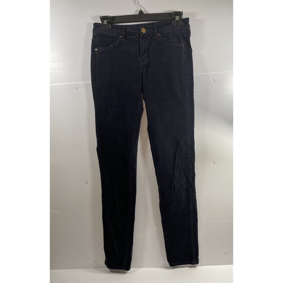 Massimo Dutti Black Velvet Slim Fit Trousers Pants US2 EUR34 - Picture 1 of 8